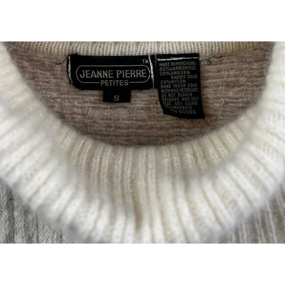 Jeanne Pierre Petites Beige Wool Blend Sweater w/Patterned Knit&Button Details S - Picture 2 of 11
